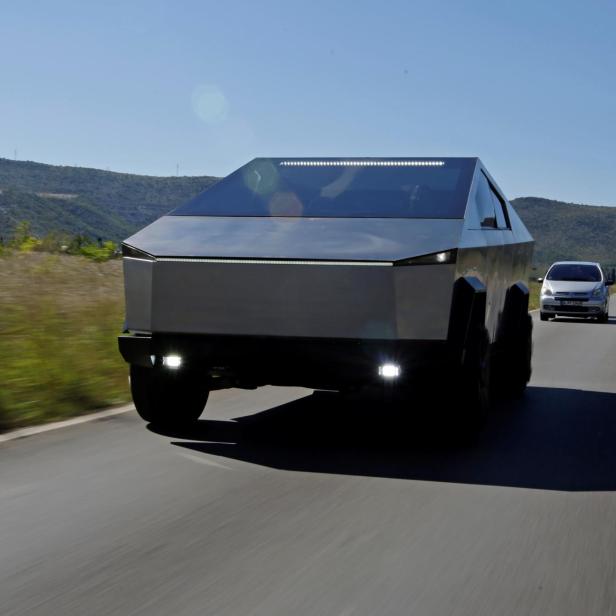 Tesla Cybertruck replica is seen on the street in Mostar