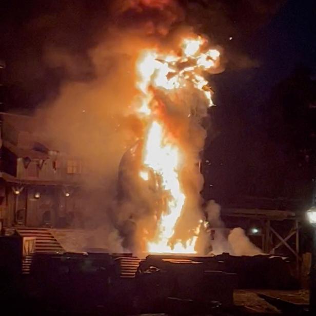 Fire at Disneyland's Tom Sawyer Island attraction burns in Anaheim, California