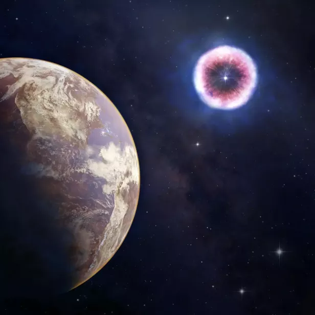 Eine Supernova in der Nähe eines Planeten.