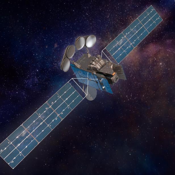Geostationäre Satellit mit Navigationsequipment