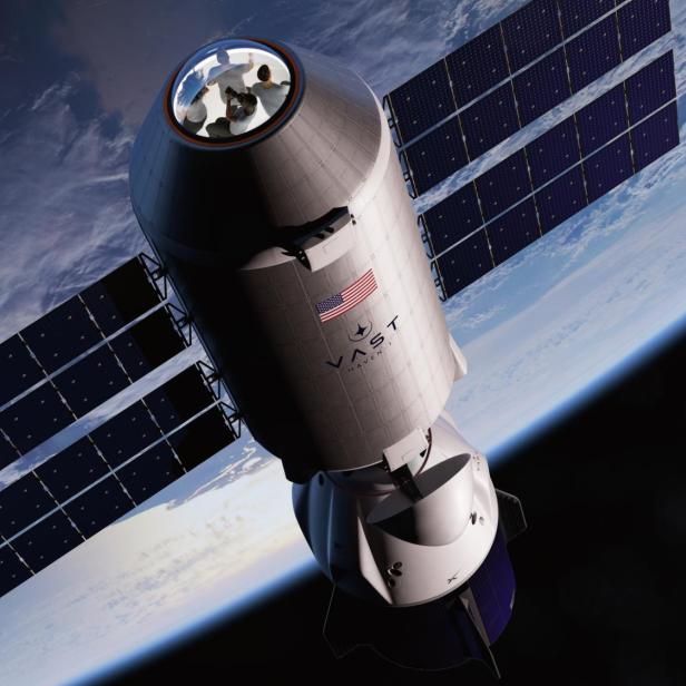 Das Modul Haven-1 mit der hinten angedockten "SpaceX Dragon"-Kapsel.