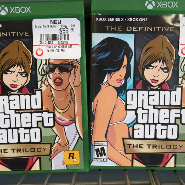 FILE PHOTO: Grand Theft Auto The Trilogy by Take-Two Interactive Software Inc is seen for sale in a store in Manhattan, New York City