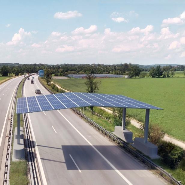 Konzeptbild: So könnte ein Solardach direkt auf der Autobahn aussehen