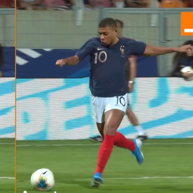 Mit Spezialeffekten werden in diesem Orange-Werbespot Frauenfußballerinnen zu männlichen Stars wie Kylian Mbappe