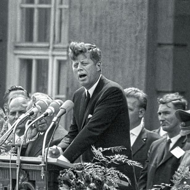 John F. Kennedy bei seiner berühmten Rede in Berlin.