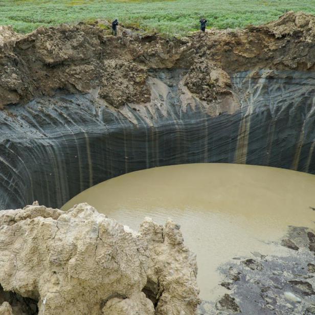 Ein "explodierender Krater" in Sibirien.