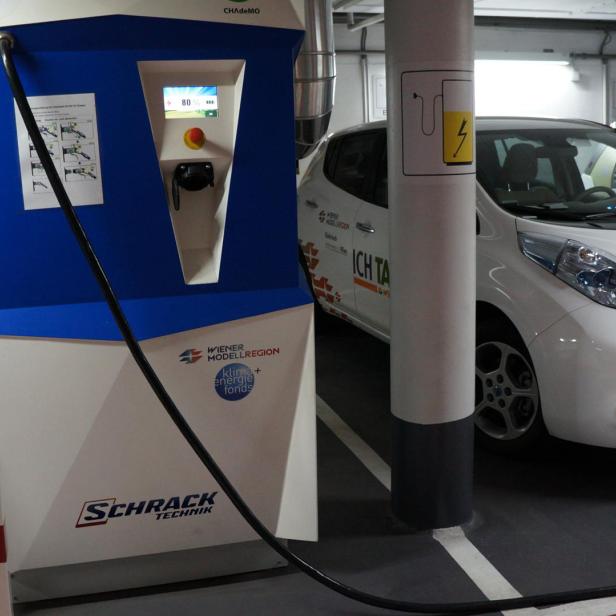 Eine E-Tankstelle von Wien Energie