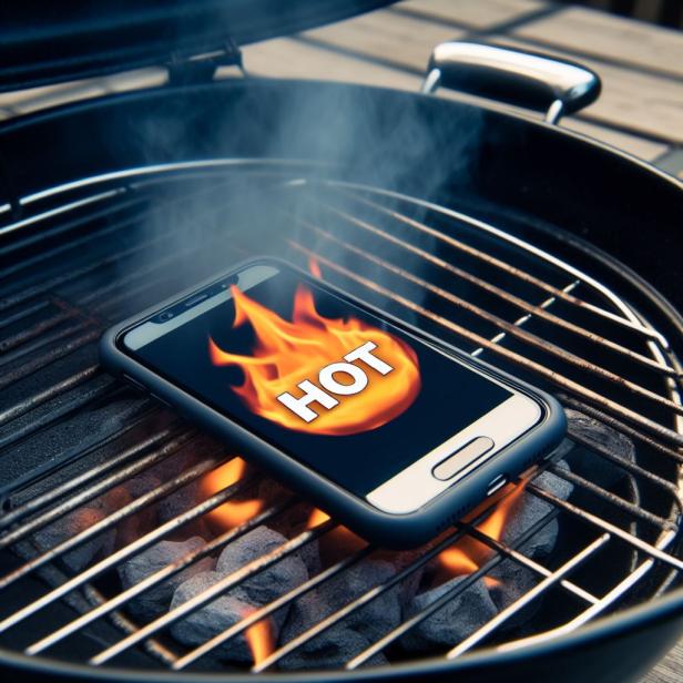 So stellt sich eine KI ein gegrilltes Smartphone vor.