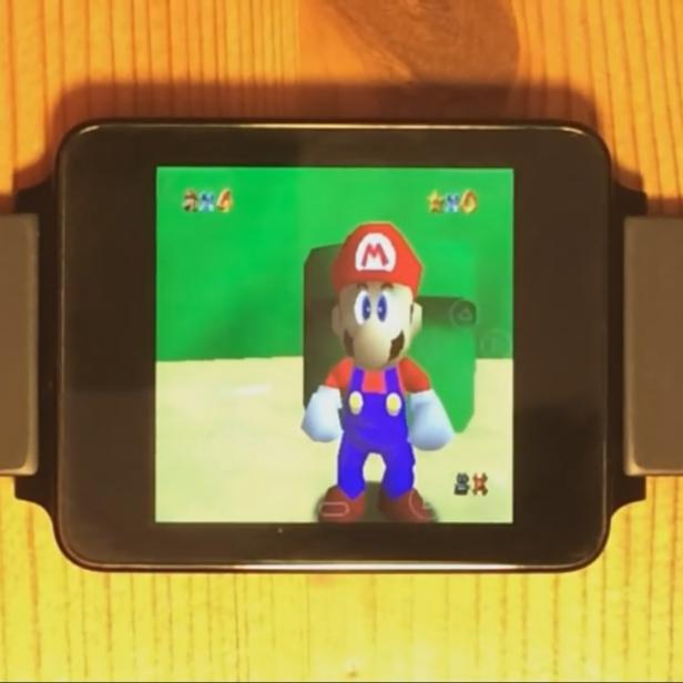 Super Mario 64 auf der Android Wear Smartwatch LG G Watch