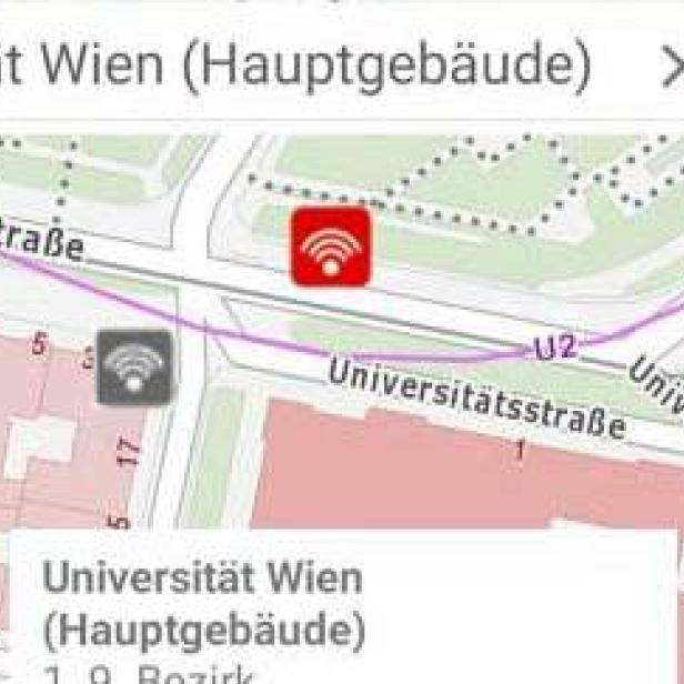 Stadtplan-Funktion der Wien.at Smartphone-App