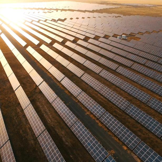 Aerial view of solar energy