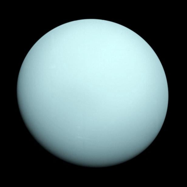 An image of the planet Uranus taken by the NASA spacecraft Voyager 2 in 1986