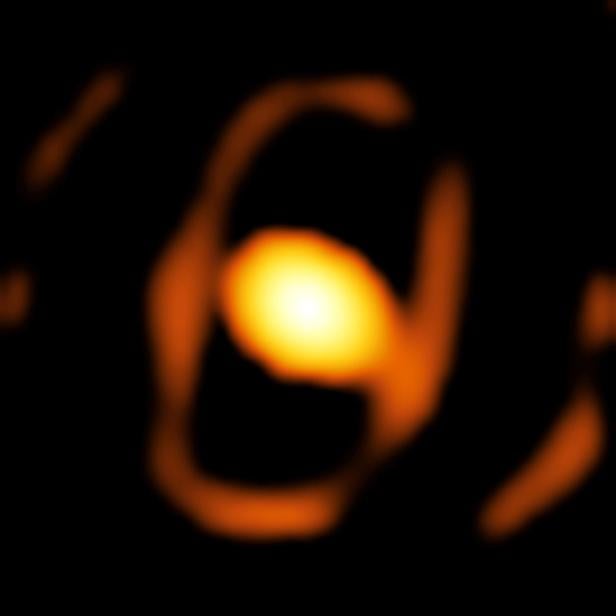 An undated handout image of the star WOH G64 taken by the GRAVITY instrument on the European Southern Observatory's Very Large Telescope Interferometer