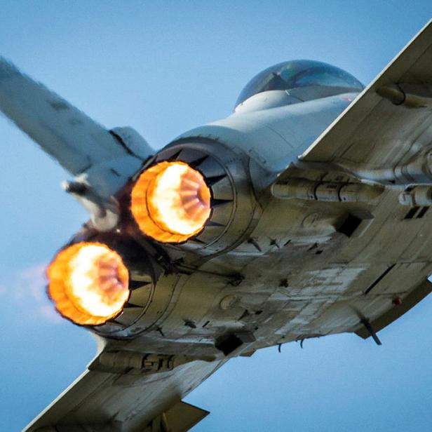 Afterburner bei einem Eurofighter Typhoon der britischen Luftwaffe