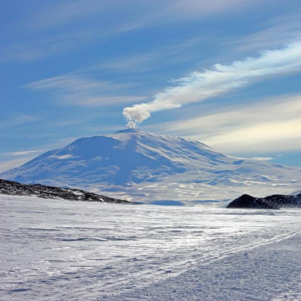 Mount Erebus in der Antarktis ist der südlichste aktive Vulkan der Welt.