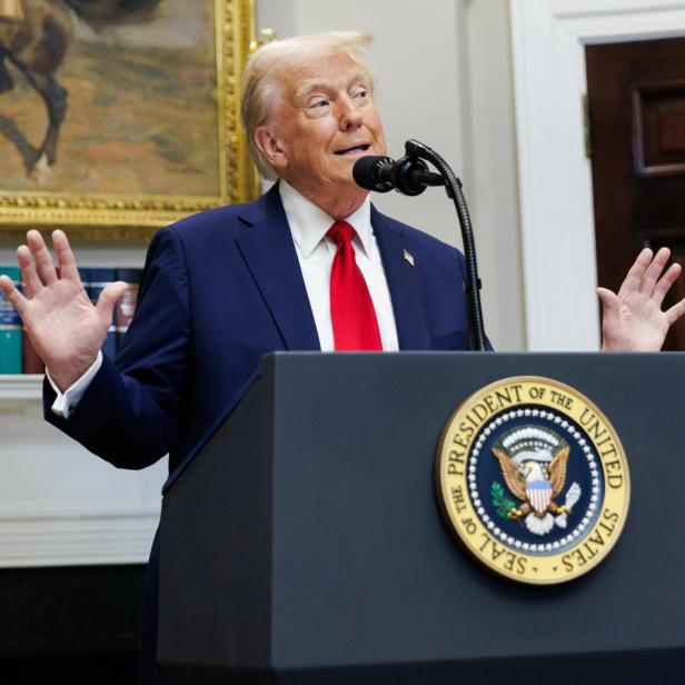 US President Donald Trump delivers remarks on AI Infrastructure in Washington, DC