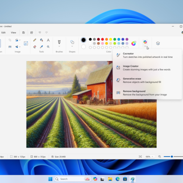 Screenshot von Microsoft Paint mit Copilot Menü