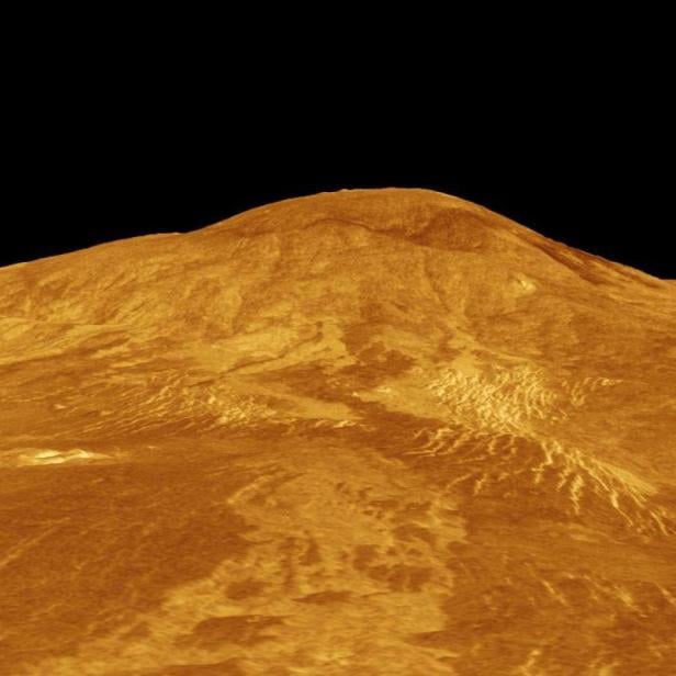 Ein 3D-Modell der Venus mit den Lavaströmen am Fuße des Sif Mons. 