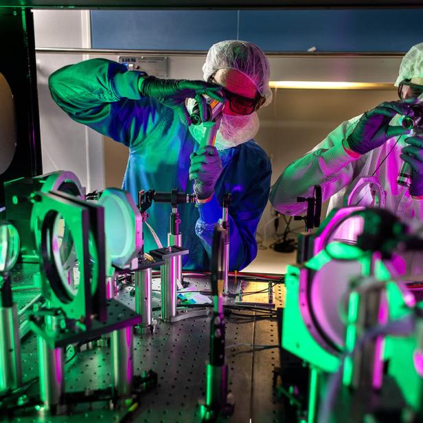 Experiment mit dem Laser 