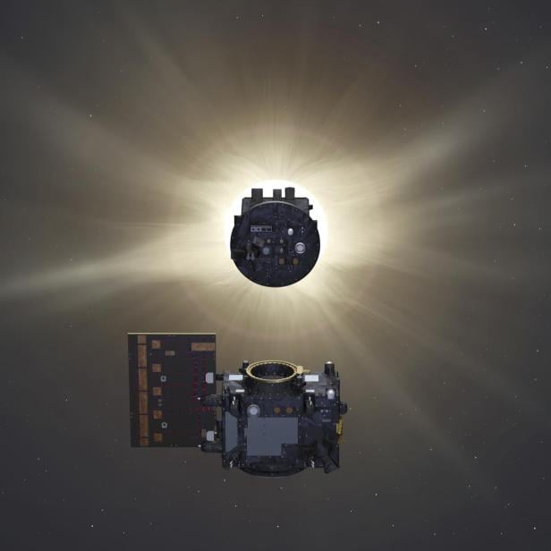 ESA-Satelliten erzeugen erste künstliche Sonnenfinsternis (schematische Darstellung)