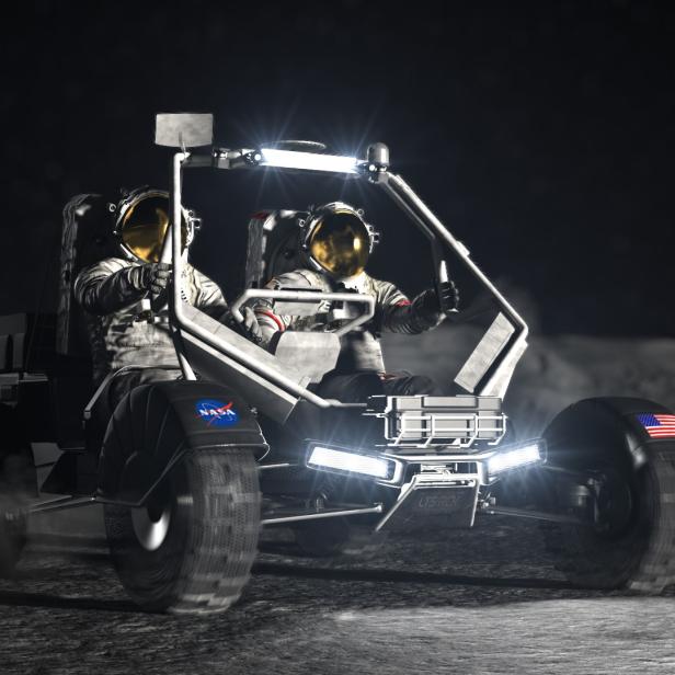Eine künstlerische Darstellung des Mond-Fahrzeuges der Artemis-Mission.