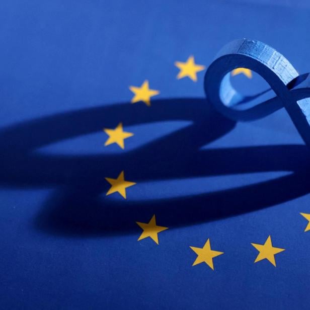 FILE PHOTO: Illustration shows EU flag and Meta logo