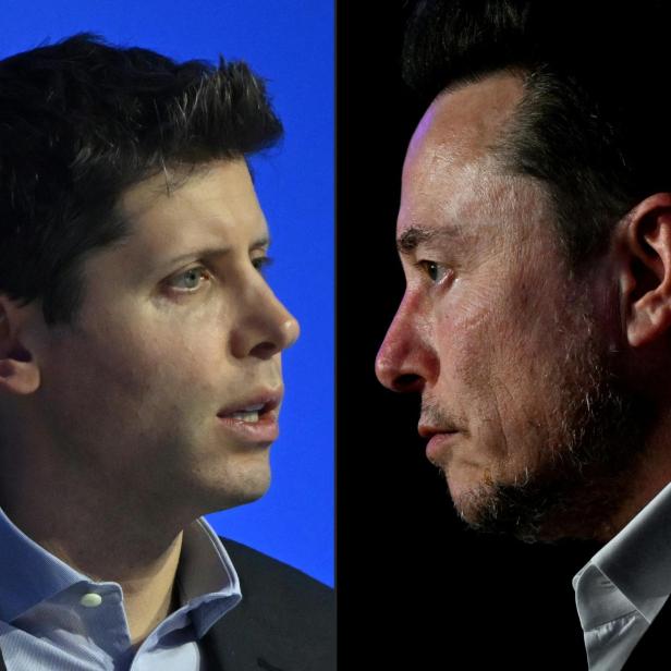 Nahaufnahme von Sam Altman und Elon Musk im Profil.