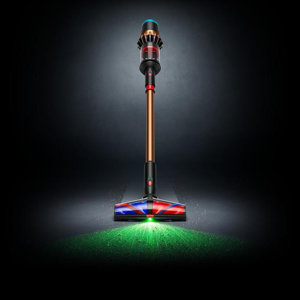 Ein Dyson V16 Piston Animal Submarine Staubsauger mit grünem Licht.