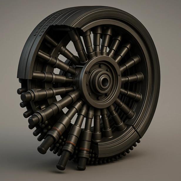 Computergenerierte Explosionszeichnung eines Surface-Plan-Rads.