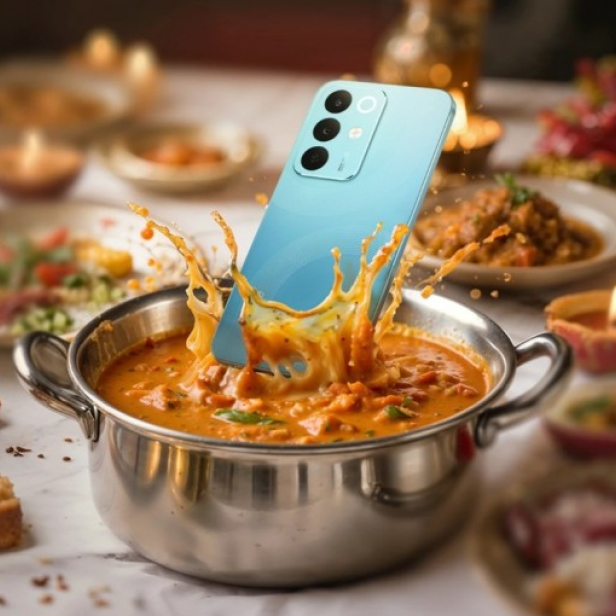 Handy fällt in heiße Suppe