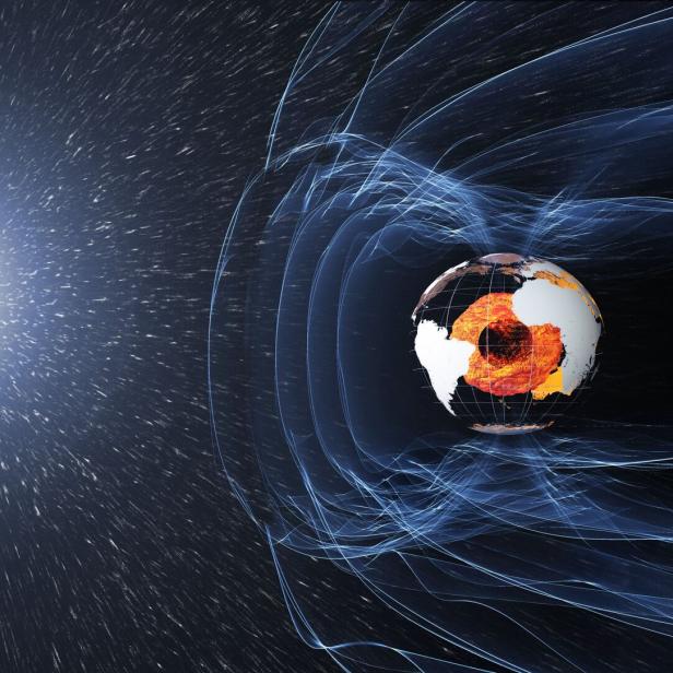 Eine Darstellung des Magnetfeldes der Erde