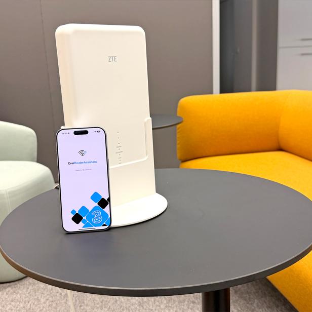 Drei-App zeigt optimale Positionierung des Routers