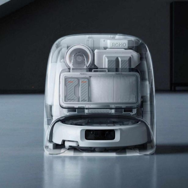 DJI setzt bei seinem Saugroboter auf ein transparentes Design.