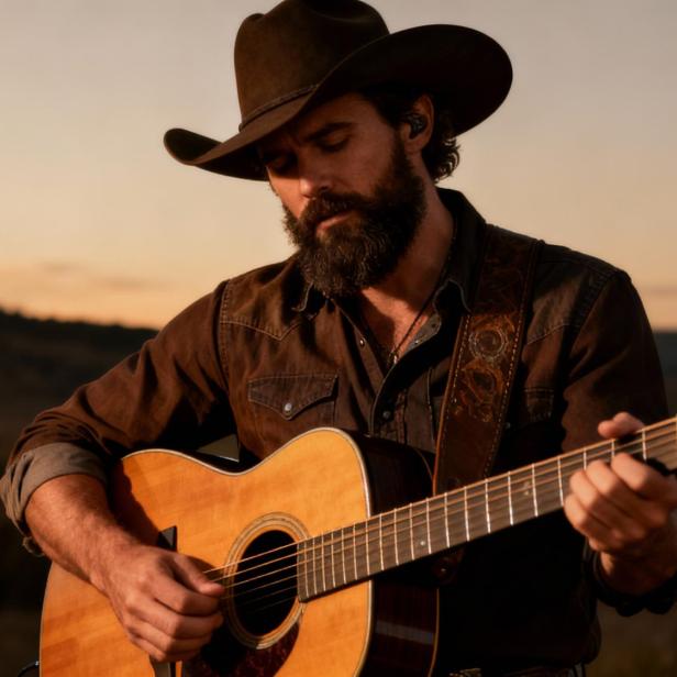 So sieht ein Cowboy-Country-Sänger aus, wenn ihn die KI generiert