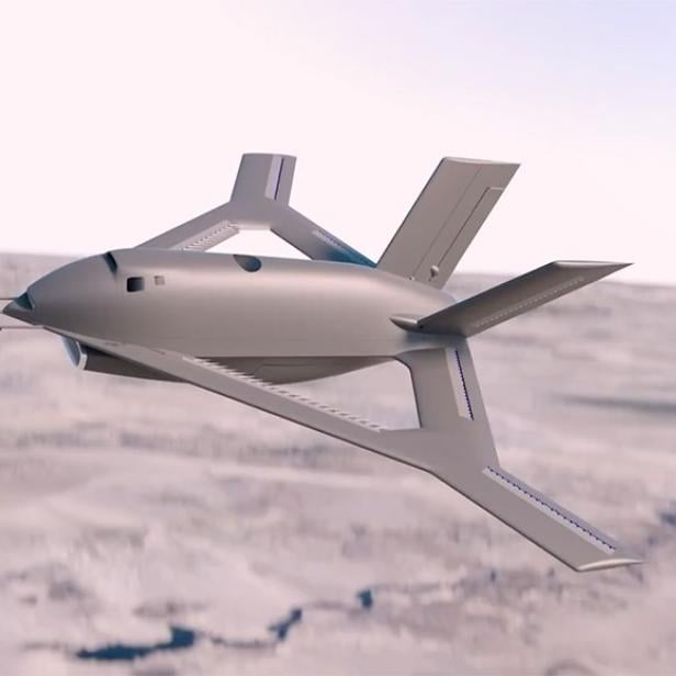 Ein Rendering des unbemannten X-65 Flugzeugs.