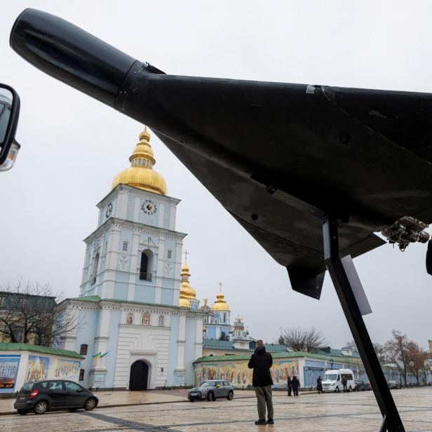 Eine in Kiew ausgestellte Shahed-136