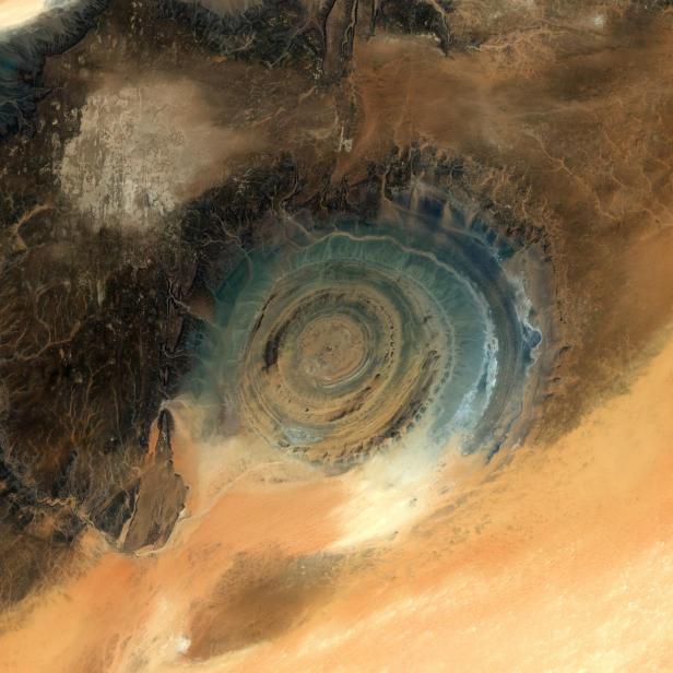 Die Richat-Struktur in der Sahara.