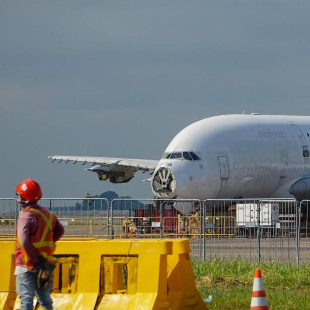 Ein ausgemusterter A380 von Singapore Airlines