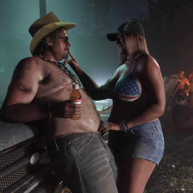 2 Personen stehen bei einer Party herum