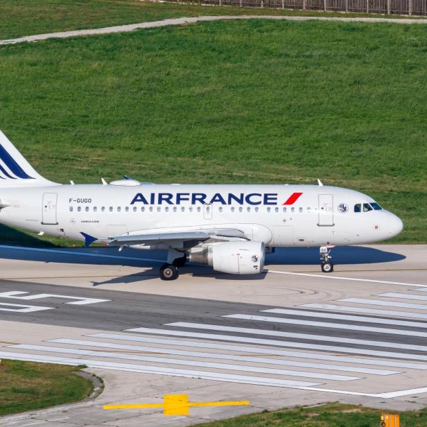 Air France Airbus A318 airplane at Split Airport in Croatia