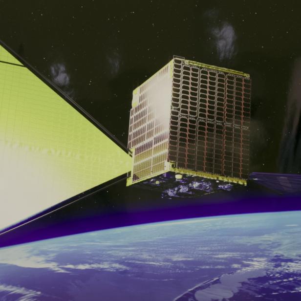 Künstlerische Darstellung des Satelliten RAISE-4