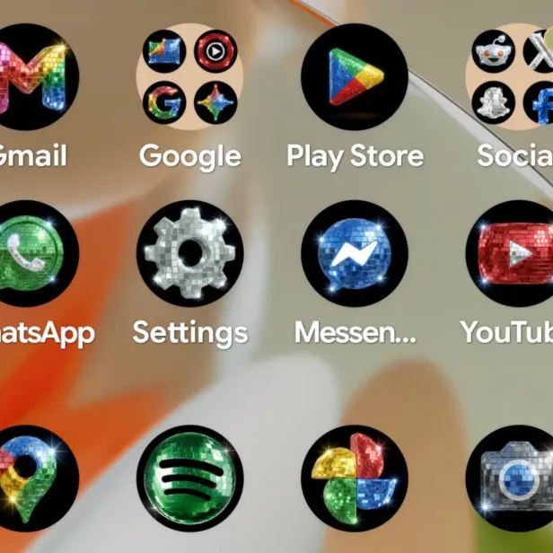 Google-Icons im Diskokugel-Look