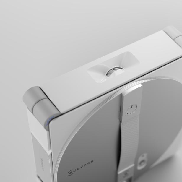 Detailansicht des WINBOT W3 OMNI Fensterreinigungsroboters in modernem Design.