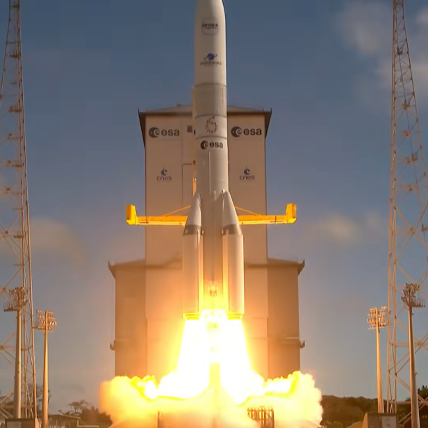 Ariane 64 startet mit viel Rauch und Feuer