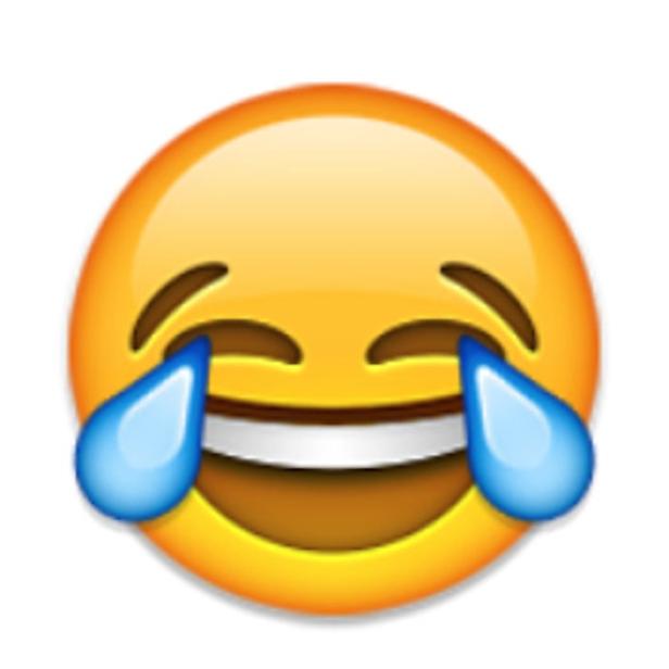 Ein gelbes Emoji-Gesicht lacht Tränen.