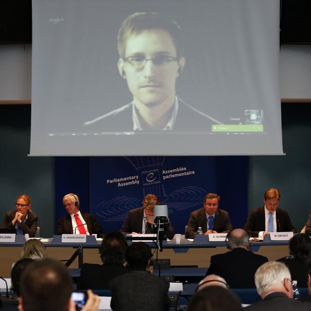 Edward Snowden per Videokonferenz vor dem Europarat