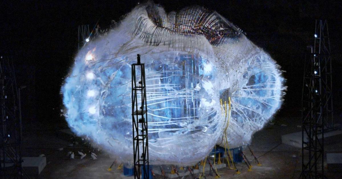 An inflatable space station explodes here