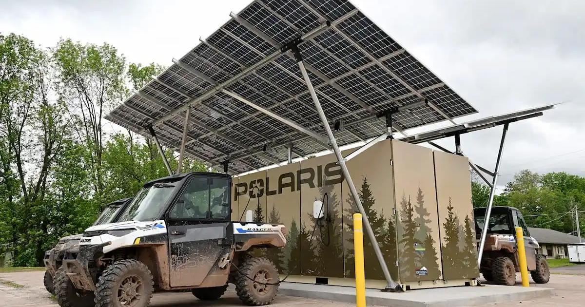 Off-grid charging stations so electric cars can drive on forest trails