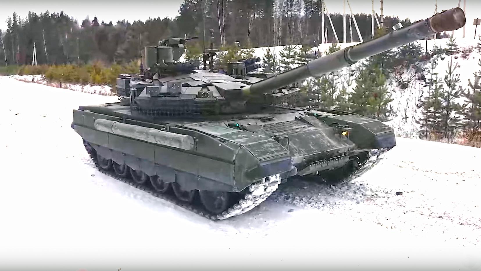 Russischer Panzer T-90M zerstört Raketen mit 400 Wolframsplitter